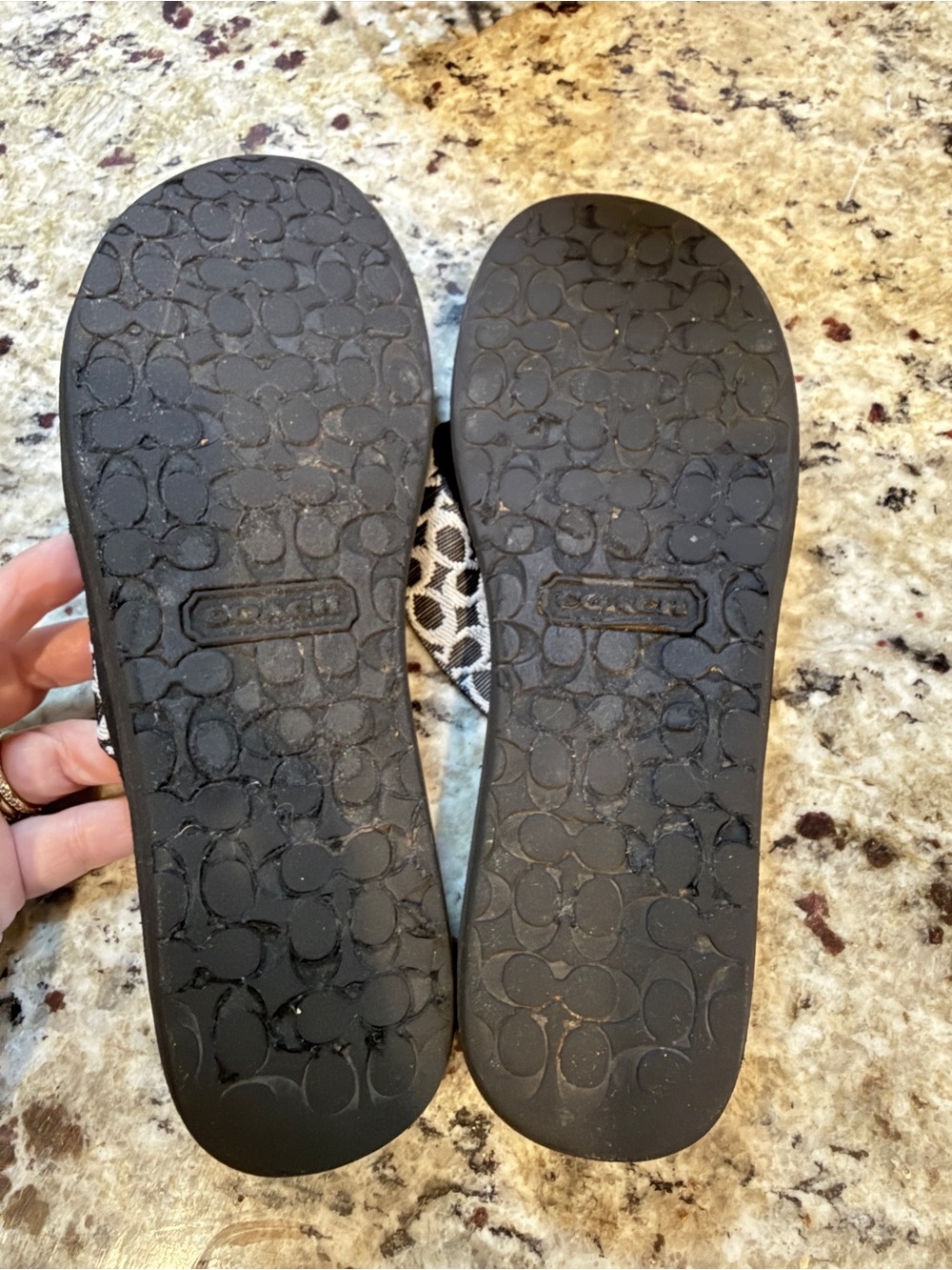 Coach Signature Flip Flop Sandals | Black & White Logo Print | Comfort - Picture 6 of 7